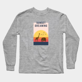 Vintage Sunset dreaming in Africa safari masai mara Long Sleeve T-Shirt